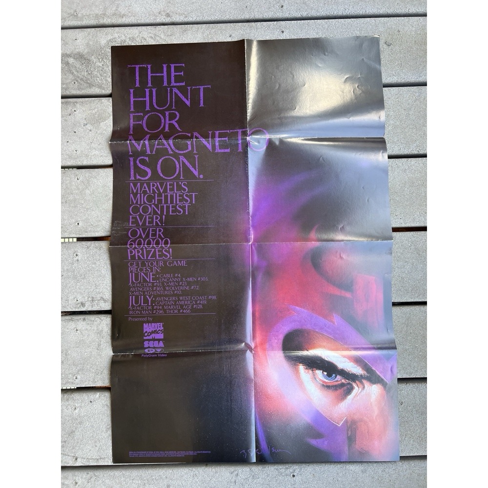 SEGA 1993 THE HUNT FOR MAGNETO IS ON X-MEN PROMO POSTER 34' BY 22' MARVEL COMICS